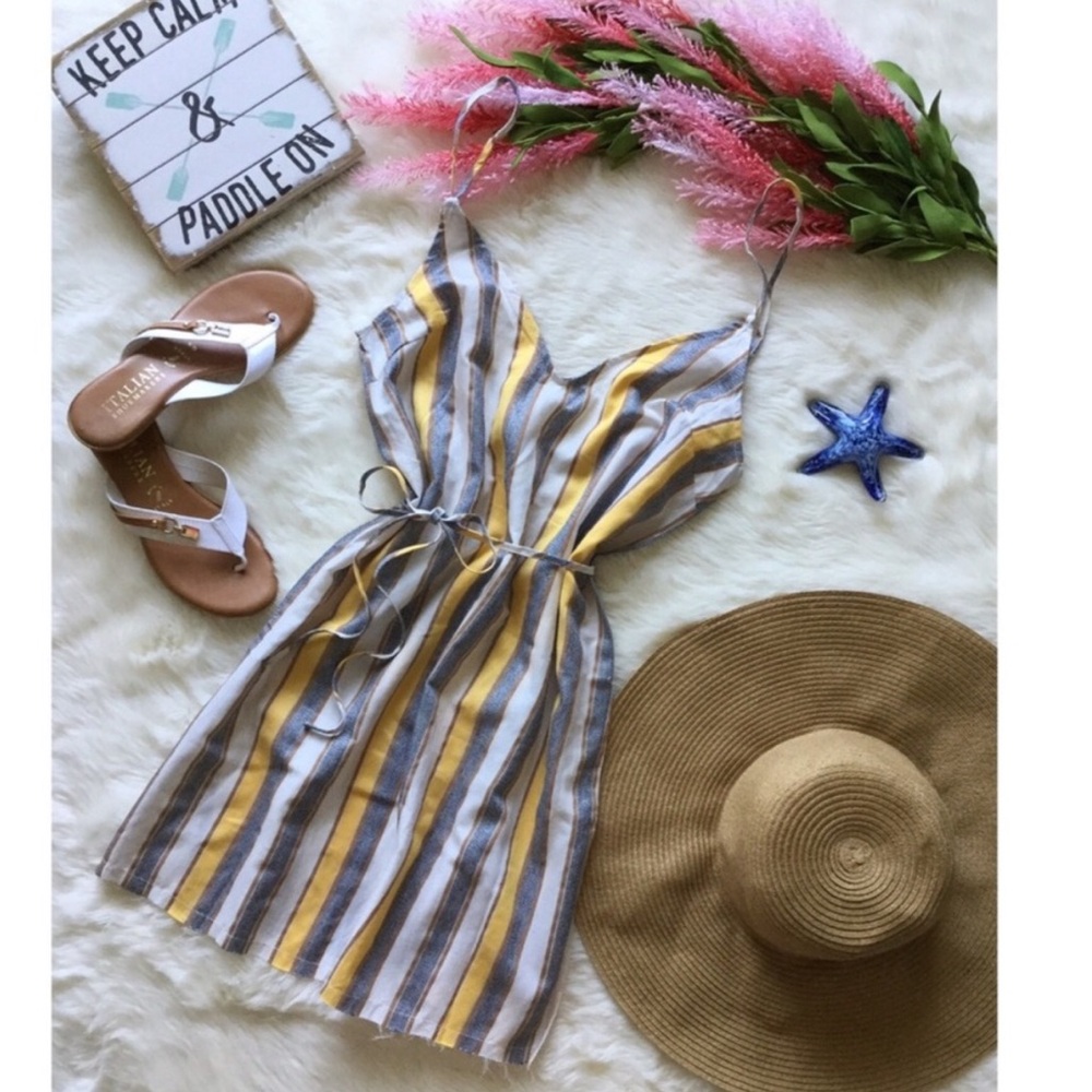 NWOT Honey Punch Sun Chaser Sundress Beach Cover Up Sz S Linen Like Woven